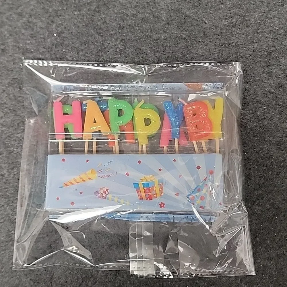 Happy Birthday Colorful Glitter Candles